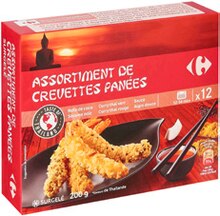 Assortiment de crevettes panées surgelées - Carrefour à Nice Assortiment de crevettes panées surgelées en promo chez Carrefour Nice à 7,80 €