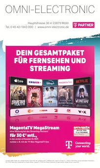 Aktueller Omni-Electronic Prospekt "DEIN GESAMTPAKET FÜR FERNSEHEN UND STREAMING" Seite 1 von 8 Seiten für Drüsen