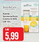Kombi Sonnenschutz Creme & Stift LSF 50+ Angebote von Jean&Len bei Kaufhaus Stolz Bremerhaven für 5,99 €