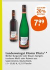 Weißer Burgunder oder Blauer Zweigelt Angebote von Landesweingut Kloster Pforta bei tegut Nordhausen für 7,99 €