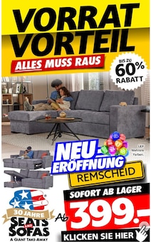 Seats and Sofas Prospekt VORRAT VORTEIL mit  Seite in Radevormwald (Stadt auf der Höhe) und Umgebung