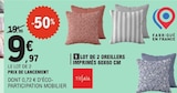 Lot de 2 oreillers imprimés 60x60 cm - Tissaia - E.Leclerc à Bastia Lot de 2 oreillers imprimés 60x60 cm - Tissaia en promo chez E.Leclerc Bastia à 9,97 €