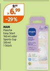 Flasche Easy Start oder Sports Cup im Müller Prospekt Flasche Easy Start oder Sports Cup von MAM im aktuellen Müller Prospekt für 6,99 €