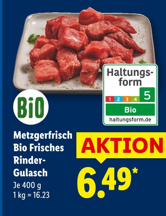 Metzgerfrisch Bio Frisches Rinder-Gulasch