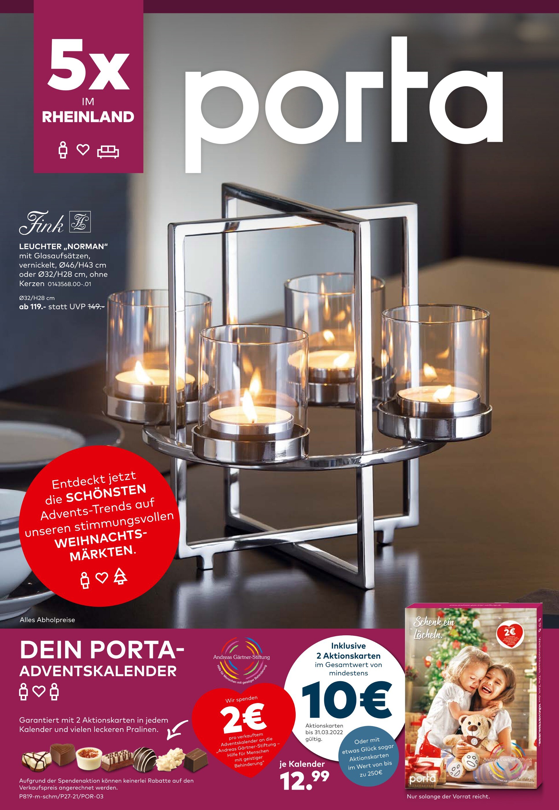 porta Möbel Prospekt für Mönchengladbach mit 24 Seiten porta Möbel Prospekt für Mönchengladbach: "DEIN PORTA-ADVENTSKALENDER", 24 Seiten, 11.10.2021 - 31.10.2021