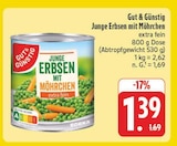 EDEKA Hainichen - Junge Erbsen mit Möhrchen extra fein Angebot im Prospekt Junge Erbsen mit Möhrchen extra fein bei EDEKA im Hainichen Prospekt für 1,39 €