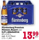 Fürstenberg Premium Pilsener, Export oder 0,0% Alkoholfrei bei E center im Baden-Baden Prospekt für 13,99 €