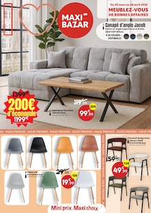 Catalogue Maxi Bazar de la semaine 14, "Meublez-vous de bonnes affaires", page 1, 30/03/2026 - 26/04/2026 Prospectus Maxi Bazar en cours, "Meublez-vous de bonnes affaires", page 1 sur 14