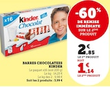 Barres Chocolatées - KINDER - Bi1 à Dijon Barres Chocolatées - KINDER en promo chez Bi1 Dijon à 1,14 €