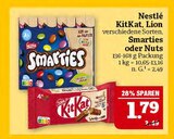 Aktuelle Smarties Angebote bei Marktkauf in Leipzig Aktuelles KitKat, Lion verschiedene Sorten, Smarties oder Nuts Angebot bei Marktkauf in Leipzig ab 1,79 €