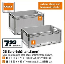 Euro-Behälter „Tauro“ bei OBI in Düsseldorf Euro-Behälter „Tauro“ im Angebot bei OBI Düsseldorf für 7,99 €