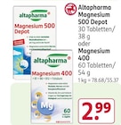 Magnesium 500 Depot oder Magnesium 400 von Altapharma im aktuellen Rossmann Prospekt