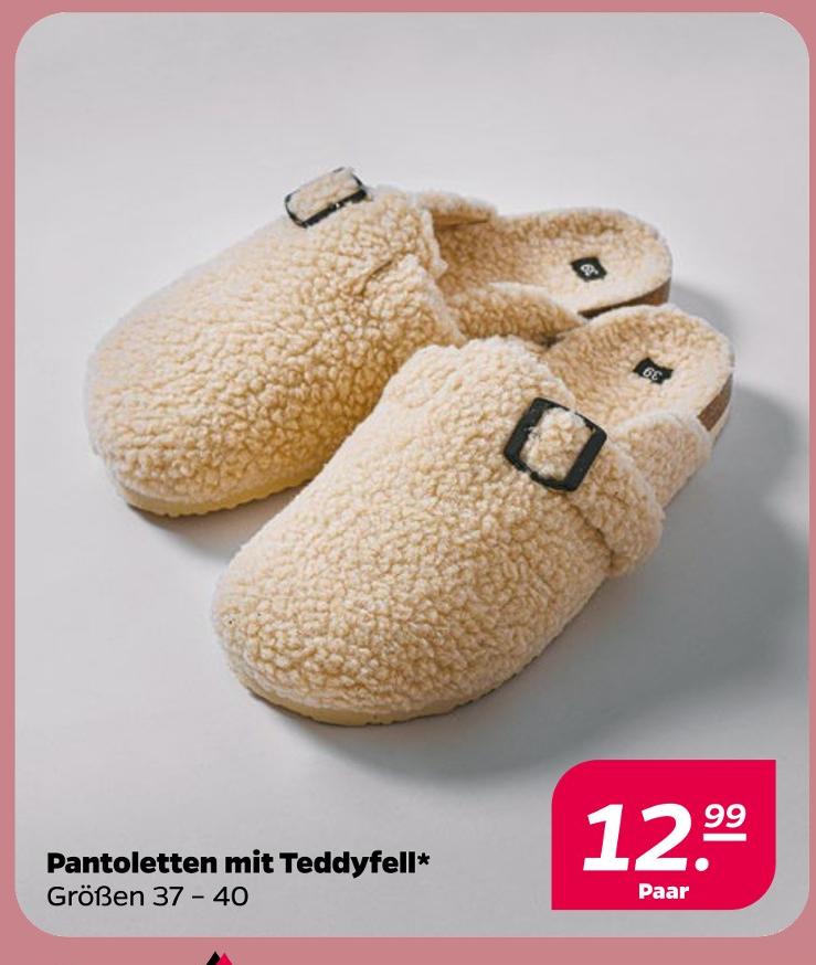 Pantoletten mit Teddyfell