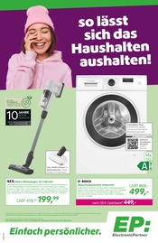 Aktueller EP: Prospekt mit Bodenstaubsauger, "so lässt sich das Haushalten aushalten!", Seite 1