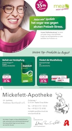 Aktueller mea - meine apotheke Apotheken Prospekt in Söhlde und Umgebung, "Unsere August-Angebote" mit 4 Seiten, 01.08.2025 - 31.08.2025