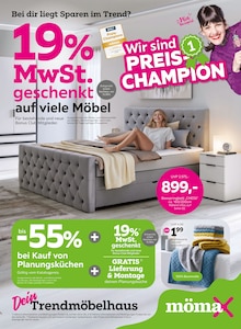 mömax Würzburg Prospekt "Wir sind PREIS-CHAMPION" mit 16 Seiten