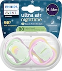 Schnuller ultra air nighttime Silikon, grün/rosa, 6-18 Monate im dm-drogerie markt Prospekt Schnuller ultra air nighttime Silikon, grün/rosa, 6-18 Monate von PHILIPS AVENT im aktuellen dm-drogerie markt Prospekt für 7,75 €