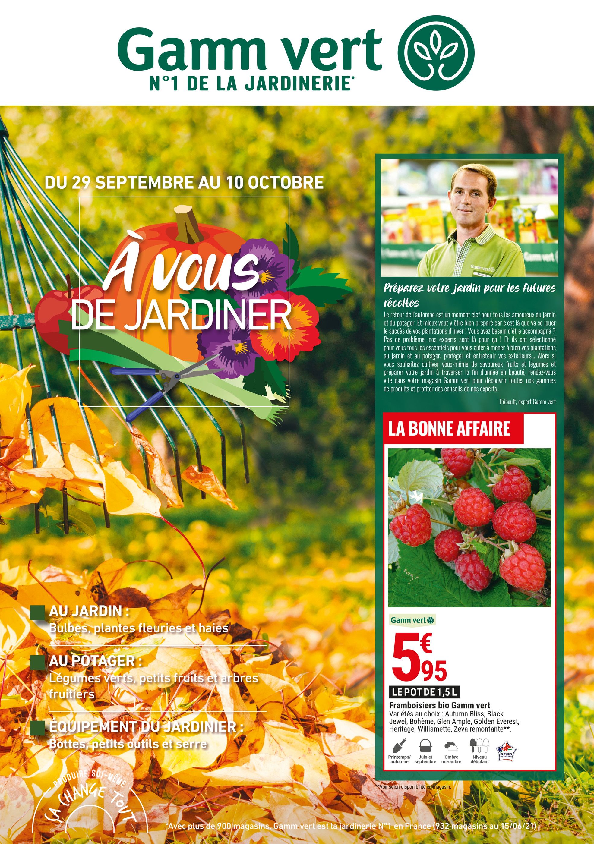 Catalogue Gamm Vert à Mézy-sur-Seine, avec 12 pages Prospectus Gamm Vert à Mézy-sur-Seine, "À vous de jardiner", 12 pages, 29/09/2021 - 10/10/2021