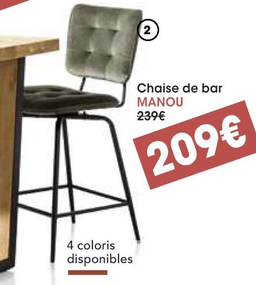 H&H Vaujours - Chaise de bar Manou en tissu Karese Promo Chaise de bar Manou en tissu Karese dans le catalogue H&H Soldes & Promos à Vaujours