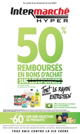 Prospectus Intermarché à Saint-Maurice-l'Exil, "50% REMBOURSÉS EN BONS D'ACHAT SUR TOUT LE RAYON ENTRETIEN", 52 pages de promos valables du 14/05/2024 au 26/05/2024