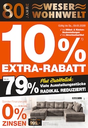 Weser Wohnwelt Prospekt für Holzminden: "10% EXTRA-RABATT", 4 Seiten, 26.04.2026 - 09.05.2026
