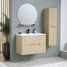 Ensemble meuble sous-vasque(r) à suspendre Groove l. 80 cm décor bois strié + plan vasque + miroir - Castorama à Versailles Ensemble meuble sous-vasque(r) à suspendre Groove l. 80 cm décor bois strié + plan vasque + miroir en promo chez Castorama Versailles à 169,00 €