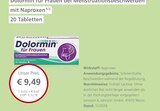 LINDA Fulda - Dolormin für Frauen bei Menstruationsbeschwerden mit Naproxen 1/2 Angebot im Prospekt Dolormin für Frauen bei Menstruationsbeschwerden mit Naproxen 1/2 bei LINDA im Fulda Prospekt für 9,49 €