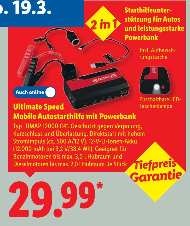 Mobile Autostarthilfe mit Powerbank