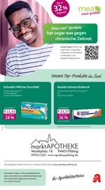 mea - meine apotheke Apotheken Prospekt der aktuellen Woche mit 4 Seiten, gültig von 01.06.2026 bis 30.06.2026, in Wallersdorf und Umgebung Aktueller mea - meine apotheke Apotheken Prospekt in Wallersdorf und Umgebung, "Unsere Juni-Angebote" mit 4 Seiten, 01.06.2026 - 30.06.2026