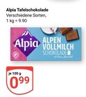 Tafelschokolade Alpen Vollmilch Angebote von Alpia bei GLOBUS Duisburg für 0,99 €