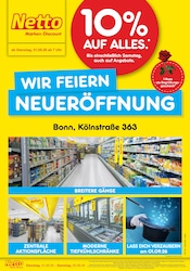Netto Marken-Discount Discounter Prospekt der aktuellen Woche mit 6 Seiten, gültig von 01.09.2026 bis 05.09.2026, in Bonn und Umgebung Aktueller Netto Marken-Discount Discounter Prospekt in Bonn und Umgebung, "Neueröffnung - 10% auf ALLES" mit 6 Seiten, 01.09.2026 - 05.09.2026