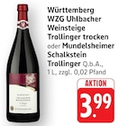 Weinsteige Trollinger trocken Angebote von WZG Uhlbacher bei EDEKA Nürtingen für 3,99 €