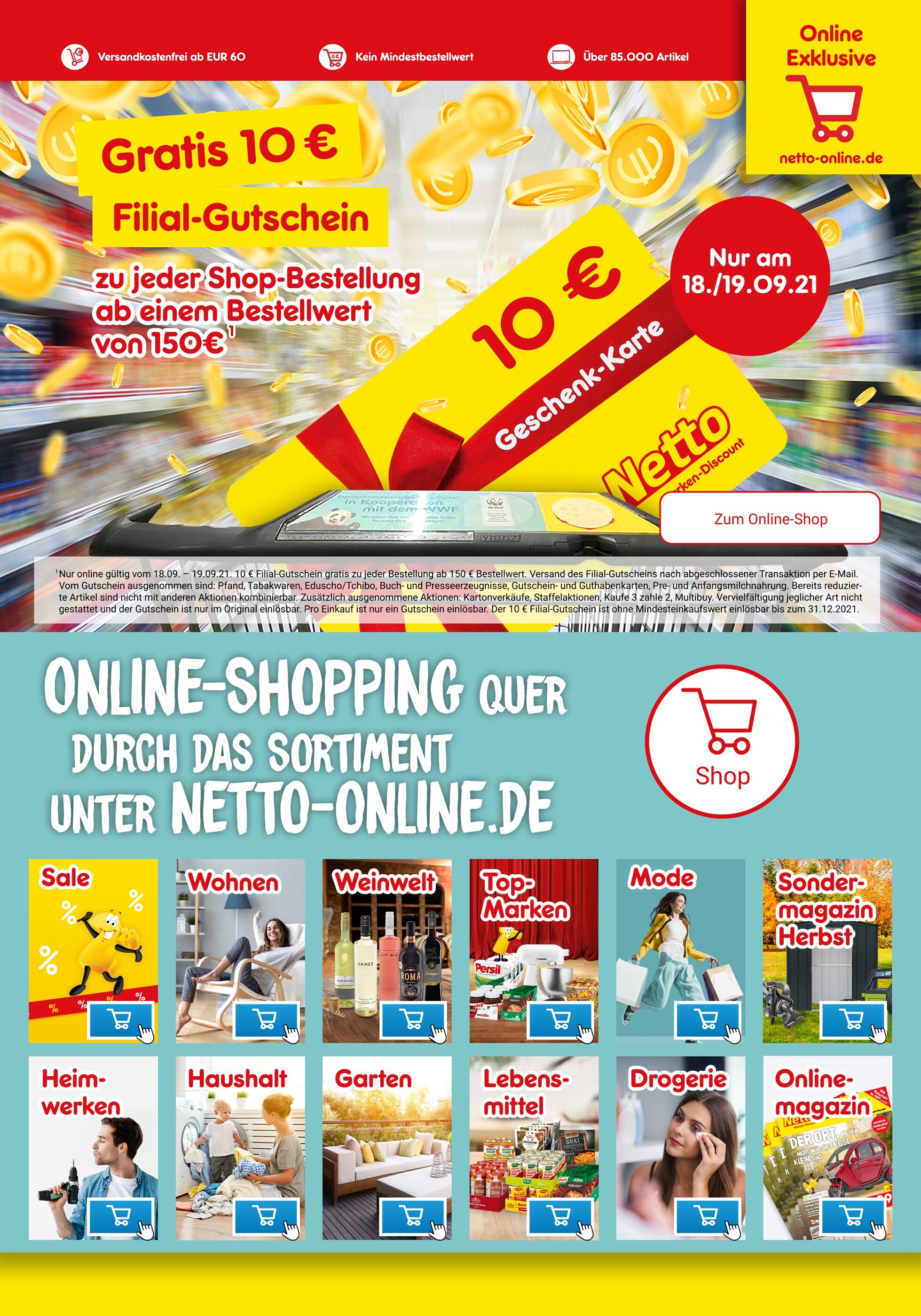 Netto Marken-Discount Prospekt für Ziezow mit 2 Seiten Netto Marken-Discount Prospekt für Ziezow: "Online Wochenhighlights", 2 Seiten, 18.09.2021 - 26.09.2021