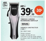 Tondeuse à cheveux rechargeable Rapid Clip - WAHL dans le catalogue E.Leclerc