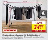 Wäscheständer Pegasus 150 Solid Slim Black Angebote von Leifheit bei toom Baumarkt Gifhorn für 34,99 €