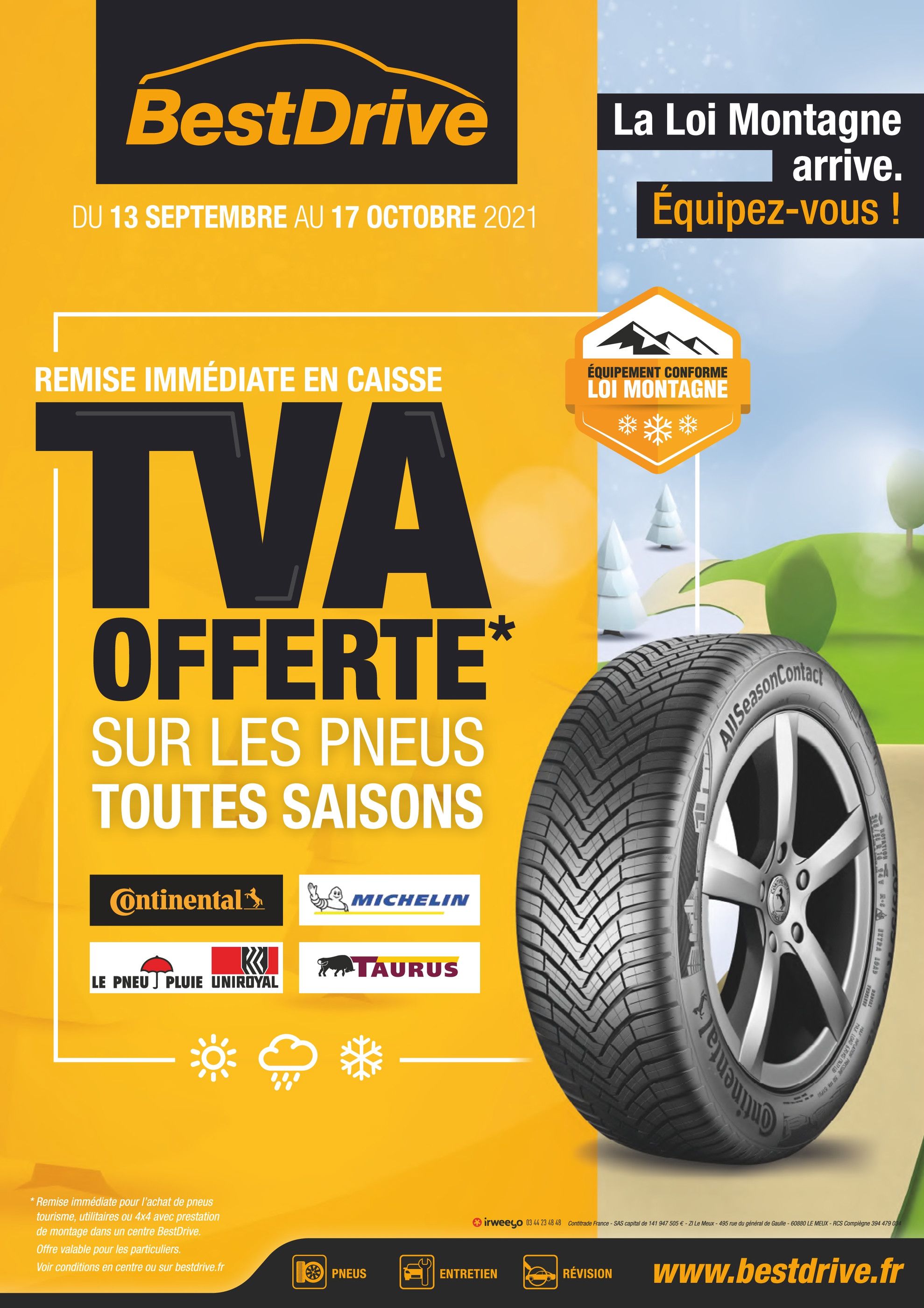 Catalogue BestDrive à Montreuil, avec 8 pages Prospectus BestDrive à Montreuil, "La Loi Montagne arrive. Équipez-vous !", 8 pages, 13/09/2021 - 17/10/2021