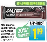 Sport Protein Bar Schoko Brownie Angebote von Max Balance bei EDEKA Freiburg für 1,19 €