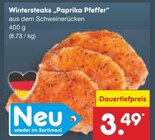 Aktuelles Wintersteaks „Paprika Pfeffer“ Angebot bei Netto Marken-Discount in Erfurt ab 3,49 €