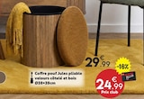 Coffre pouf Jules pliable velours côtelé et bois - Maxi Bazar à Saint-Maur-des-Fossés Coffre pouf Jules pliable velours côtelé et bois en promo chez Maxi Bazar Saint-Maur-des-Fossés à 24,99 €