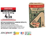 Béton à empreinte carbone réduite, gris 30 kg - SACAMAT - LEROY MERLIN Béton à empreinte carbone réduite, gris 30 kg - SACAMAT à 4,59 € dans le catalogue LEROY MERLIN