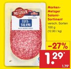 Marken-Metzger Salami-Sortiment bei Netto Marken-Discount im Schmidmühlen Prospekt für 1,29 €
