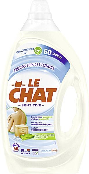Promo Le chat lessive liquide sensitive savon de marseille & aloe