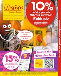 Netto Marken-Discount Prospekt für Lutherstadt Eisleben: "10% auf das gesamte Mehrweg-Sortiment", 2 Seiten, 30.06.2025 - 05.07.2025