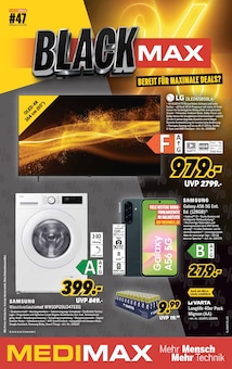 MEDIMAX Prospekt der Woche "BLACK MAX" Seite 1, 14.11.2025 bis 22.11.2025 für Limburg Aktueller MEDIMAX Prospekt "BLACK MAX" Seite 1 von 8 Seiten für Limburg