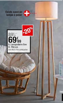 Lampadaire Eve H. 154 cm - But à Nantes Lampadaire Eve H. 154 cm en promo chez But Nantes à 69,99 €
