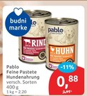 Feine Pastete Hundenahrung Rind im budni Prospekt Feine Pastete Hundenahrung Rind von Pablo im aktuellen budni Prospekt für 0,88 €