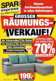 Spar-Express Prospekt GROSSER RÄUMUNGS-VERKAUF mit 2 Seiten