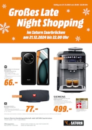 MediaMarkt Saturn Prospekt: "Großes Late Night Shopping", 1 Seite, 21.12.2024 - 21.12.2024