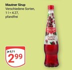 Sirup im Angebot bei GLOBUS in Hof Sirup Angebote von Mautner bei GLOBUS Hof für 2,99 €