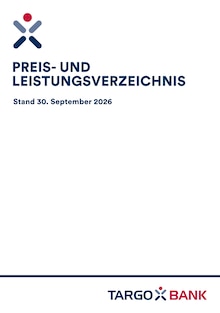 Aktueller Targobank Prospekt für Schonach (Schwarzwald) und Ungebung, Seiten zum blättern Targobank Prospekt Preis- und Leistungsverzeichnis mit Seiten in Schonach (Schwarzwald) und Umgebung